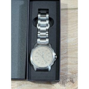 *ELEVON Mens Stainless Steel Analog Quartz Blue Crown Silver Tone Watch Gang